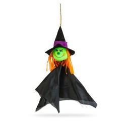 Halloweenska dekorácia - závesná - čarodejnica - 48 x 44 cm