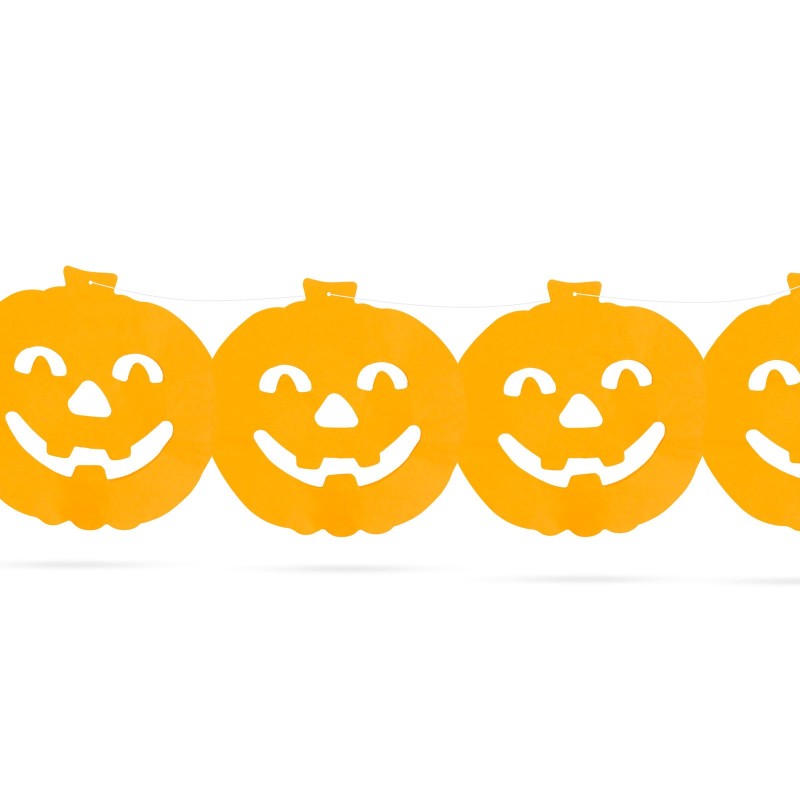 Halloweenska papierová girlanda - tekvica - 3 m