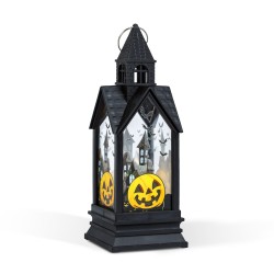 Halloweenová svetelná dekorácia - tekvica - žltá LED - 17,5 x 6,3 x 6,3 cm - 3 x LR44