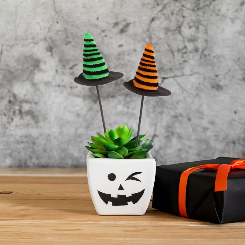 Halloween dekorácia set – čarodejnícky klobúk – zapichovateľný – 20 x 7 cm – 3 ks / balenie