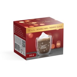 Vianočná dvojstenná sklenená šálka - 300 ml