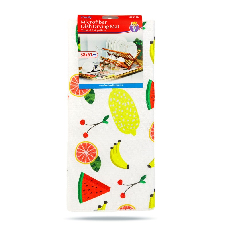 Mikrovláknová podložka na sušenie riadu - 38 x 51 cm - vzor s ovocím