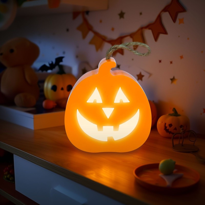 Halloweenska LED dekorácia - tekvica - RGB LED - 3 x LR1130 - 8,5 x 9 x 4 cm