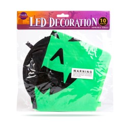 Halloweenska LED dekorácia - duch - zelená - 10 farebných LED - zavesiteľná - 2 x 2032 - 75 x 35 cm