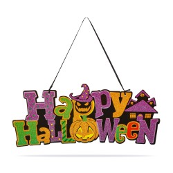 Halloween dekorácia - "Happy Halloween" - závesná - 42,5 x 18 cm