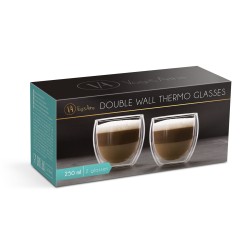 Dvojstenná, priehľadná sklenená cappucino šálka - 250 ml - 2ks / krabica