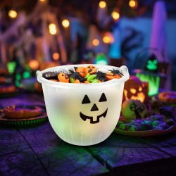 Halloweenová dekorácia - vedro - 2 druhy - 20 x 16 cm