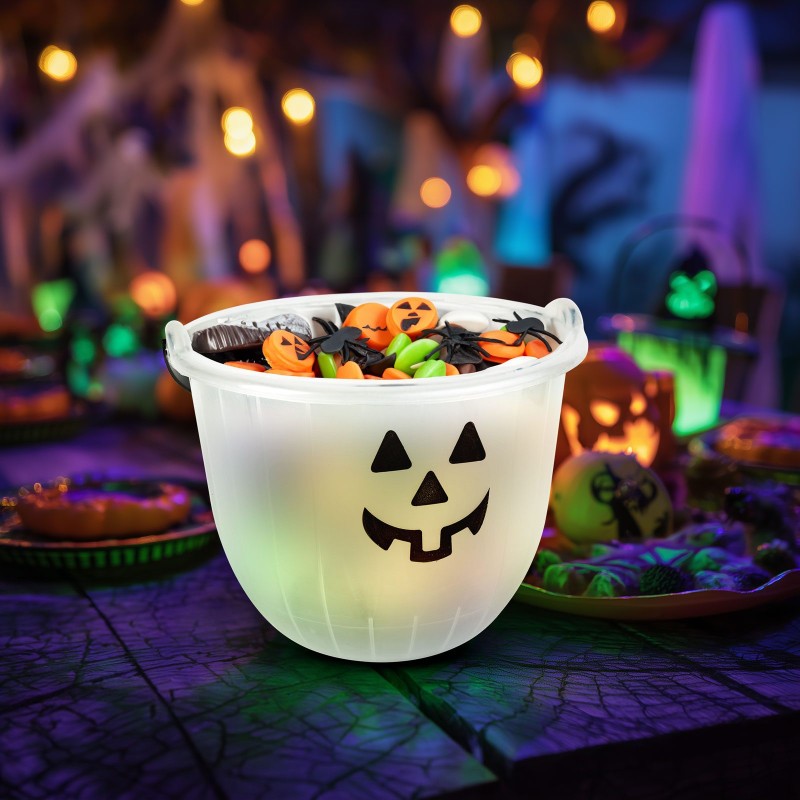 Halloweenová dekorácia - vedro - 2 druhy - 20 x 16 cm