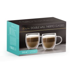 Dvojstenná, priehľadná sklenená cappucino šálka - 250 ml - 2ks / krabica
