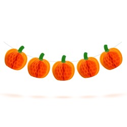 Halloweenska dekorácia - tekvicová lampiónová girlanda - papier - 2 m