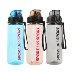 Športová fľaša - plastová, priehľadná - 600 ml - 3 farby