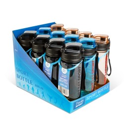 Športová fľaša - plastová, priehľadná - 600 ml - 3 farby
