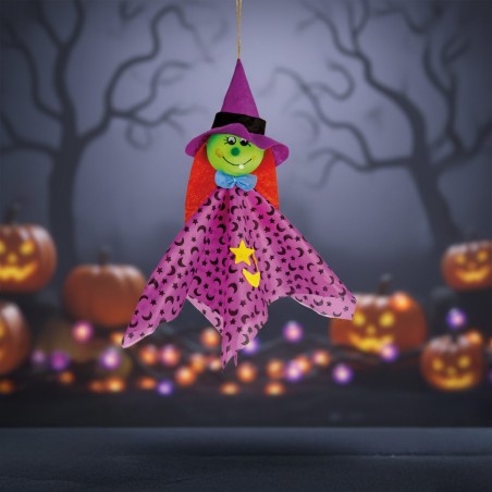 Halloweenska dekorácia - závesná - čarodejnica - 48 x 44 cm