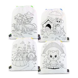 Vyfarbovateľný vak na prezúvky – so 4 fixkami – 33 x 27 cm – 4 druhy