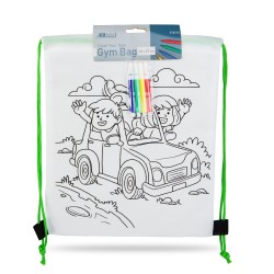 Vyfarbovateľný vak na prezúvky – so 4 fixkami – 33 x 27 cm – 4 druhy