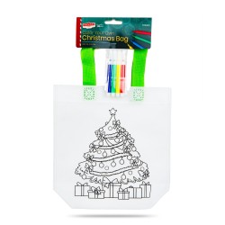 Taška na vymaľovanie – vianočná – so 4 fixkami – 24 x 22 cm – 6 druhov