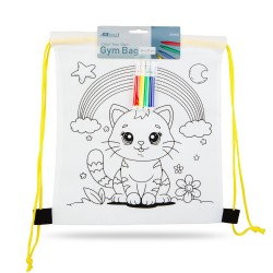 Vyfarbovateľný vak na prezúvky – so 4 fixkami – 33 x 27 cm – 4 druhy