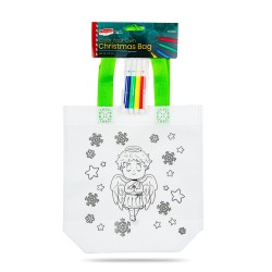 Taška na vymaľovanie – vianočná – so 4 fixkami – 24 x 22 cm – 6 druhov
