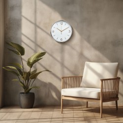 Nástenné hodiny - 25 cm - plast, sklo - 1 x AA - biele
