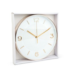 Nástenné hodiny - 25 cm - plast, sklo - 1 x AA - biele