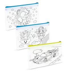 Vyfarbovateľný peračník – so 4 fixkami – 21 x 12 cm – 3 druhy