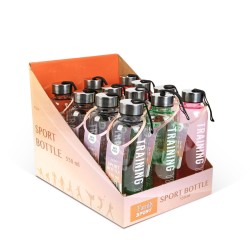 Športová fľaša - plastová, priehľadná - 550 ml - v 3 farbách