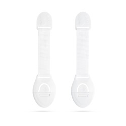 Bezpečnostný uzáver na dvere - 21 cm - samolepiaci - biely - 2 ks / balenie