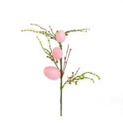 Veľkonočná vetvička s vajíčkami – trblietavá – ružová – 40 x 16 cm