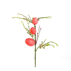 Veľkonočná vetvička s vajíčkami – trblietavá – červená – 40 × 16 cm