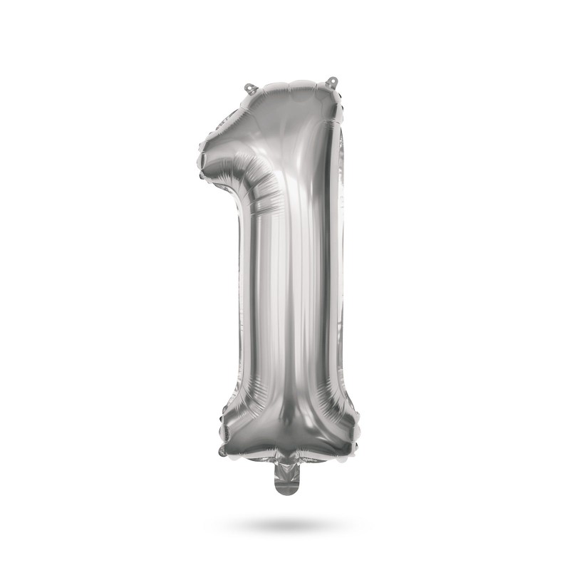 Narodeninový fóliový balón číslo 1 - strieborný - 40"