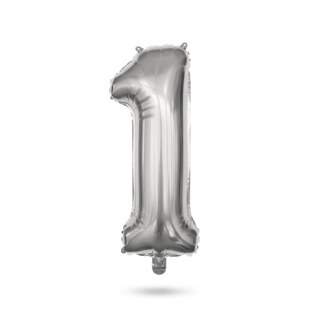 Narodeninový fóliový balón číslo 1 - strieborný - 40"
