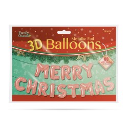 3D Vianočný "Merry Christmas" balón - ružové zlato