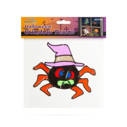 Halloweenska dekorácia na okno - farebný, trblietavý pavúk