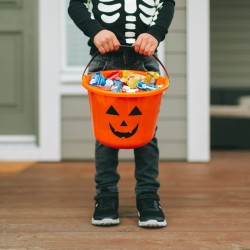 Halloweenske plastové vedro - tekvicový vzor - 20 x 15 cm