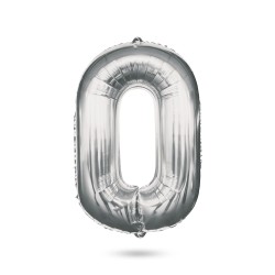 Narodeninový fóliový balón číslo 0 - strieborný - 40"