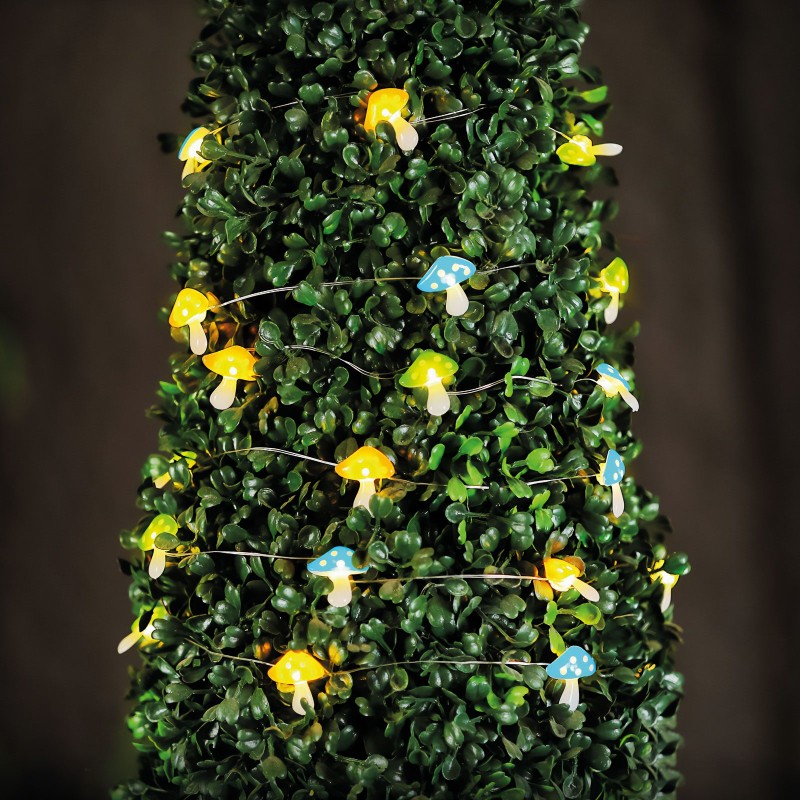 Solárna LED svetelná reťaz – huby – 2,4 m – 25 LED – teplá biela