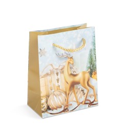 Vianočná darčeková taška - papier - 114 x 64 x 146 mm - 4 druhy / balenie