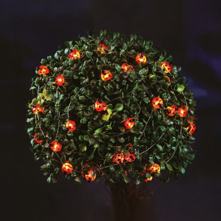 Solárna LED sveteľná reťaz - lienka - 2,4 m - 25 LED - teplá biela