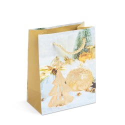 Vianočná darčeková taška - papier - 114 x 64 x 146 mm - 4 druhy / balenie