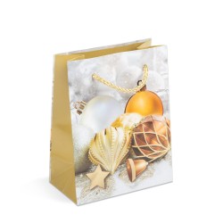 Vianočná darčeková taška - papier - 114 x 64 x 146 mm - 4 druhy / balenie
