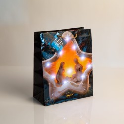 Darčeková taška -10 studených bielych LED, papier - 265 x 127 x 330 mm - 4 druhy / balenie