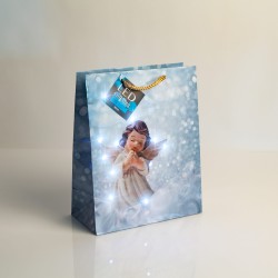 Darčeková taška -10 studených bielych LED, papier - 265 x 127 x 330 mm - 4 druhy / balenie