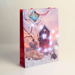 Darčeková taška - 10 studených bielych LED, papier - 330 x 102 x 457 mm - 4 druhy / balenie