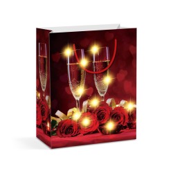 Darčeková taška - 10 teplých bielych LED, papier - 265 x 127 x 330 mm - 4 druhy / balenie
