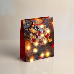 Darčeková taška - 10 teplých bielych LED, papier - 265 x 127 x 330 mm - 2 druhy/balenie - 12 ks/bale