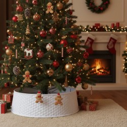 Prikrývka na podstavec vianočného stromu - biela, plast - 65 x 23 cm