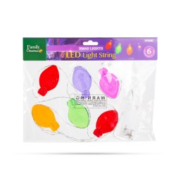 Vianočná LED sveteľná reťaz - gélová nálepka do okna - 6 LED - 2 x AA