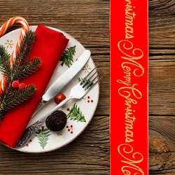Vianočná stuha - červená - "Merry Christmas" - 60 x 8 cm