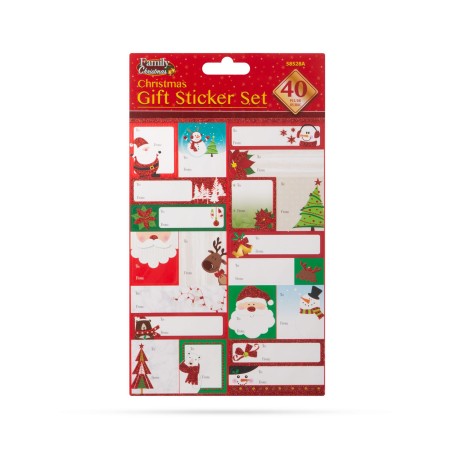 Sada vianočných nálepok na darček - 15,2 x 21,6 cm - 40 ks / balenie