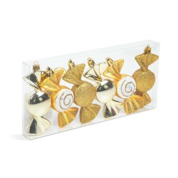 Sada ozdôb na vianočný strom - zlatý cukrík - 10 x 3,6 cm - 6 ks / balenie